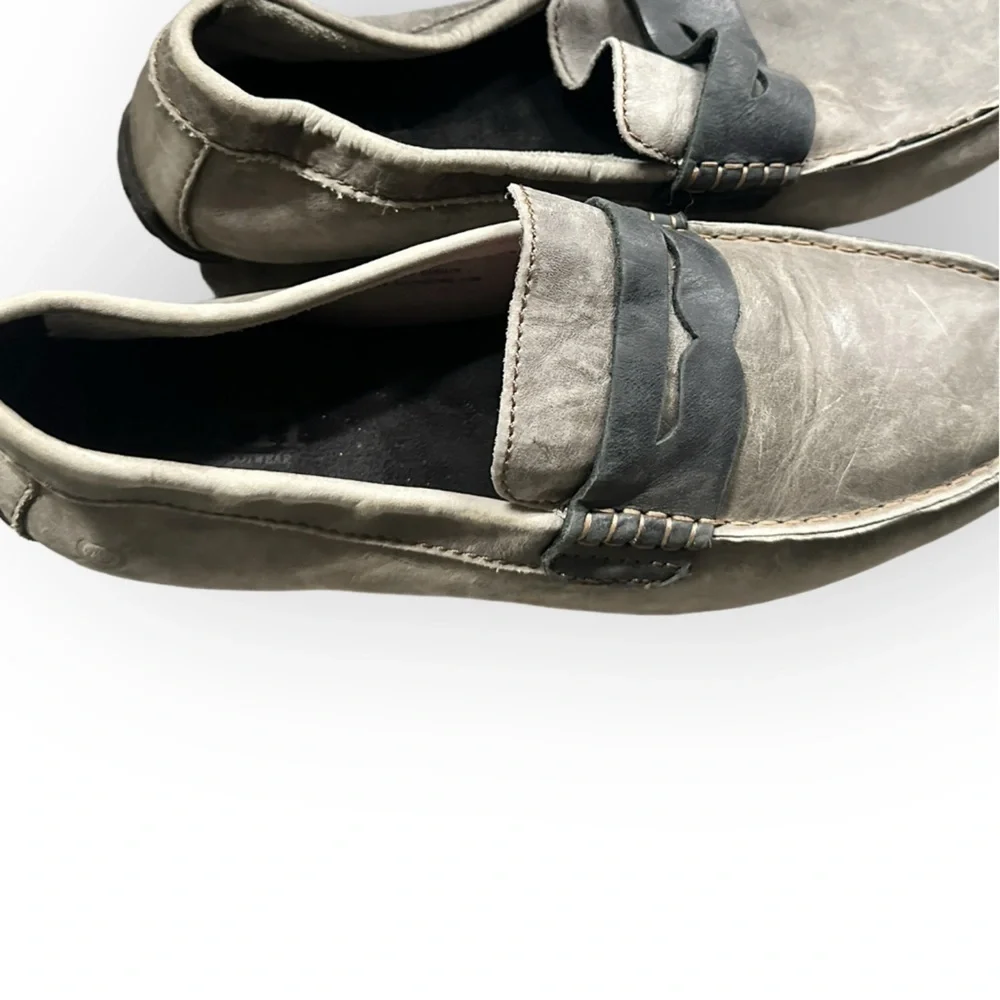 Born Andes Gray Black Leather Loafer Size 10.5